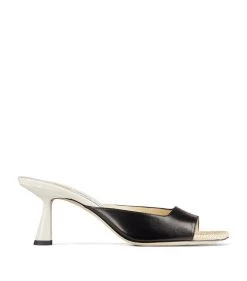 New π₯ Jimmy Choo Zania 65 Leather Mules BLACK/NATURAL/LATTE Heeled Mules π―